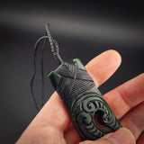 Natural Dark Jade XL Manaia Toki Pendant Necklace (N2255)