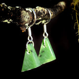 NZ Greenstone Pounamu Hanging Hook Earrings (N609)