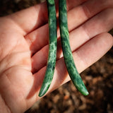 Natural Jade Curved Drop Hook Earrings (N1137)