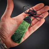 Natural Jade Etched Toki Pendant Necklace (N2158)