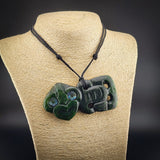 Natural Jade Side Hei Tiki Pendant Necklace (N2301)