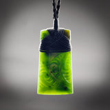 Natural Jade Etched Toki Pendant Necklace (N2203)