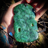 NZ Greenstone Pounamu XL Tiki Pendant Necklace (N804)