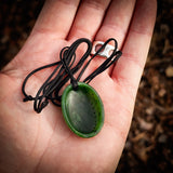 Natural Nephrite Jade Paua Shell Pendant Necklace (N1058)