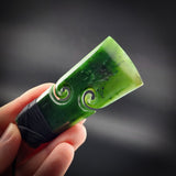 Natural Jade Double Koru Toki Pendant Necklace (N2245)