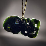Natural Jade Side Hei Tiki Pendant Necklace (N2262)