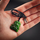 Natural Jade Small Tiki Pendant Necklace (N2247)