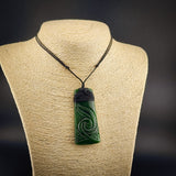 Natural Jade Etched Toki Pendant Necklace (N2300)