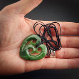 Natural Jade Triple Koru Heart Pendant Necklace (N2215)