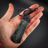 Natural Jade Etched Toki Pendant Necklace (N2185)