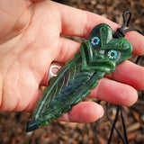 Natural Jade Tiki Niho Pendant Necklace (N1122)