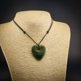 Natural Jade Double Koru Heart Pendant Necklace (N2208)