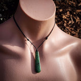 NZ Greenstone Pounamu Drop Pendant Necklace (N873)