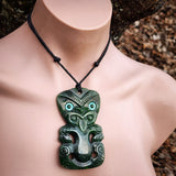 Natural Jade XL Tiki Pendant Necklace (N1140)
