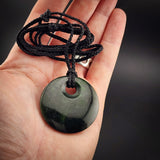 Natural Jade Round Disk Pendant Necklace (N2209)