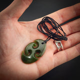 Natural Jade Triple Koru Pendant Necklace (N2224)