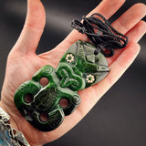 Natural Jade XL Hei Tiki Pendant Necklace (N2249)