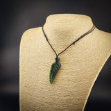 Natural Jade Fern Pendant Necklace (N2258)