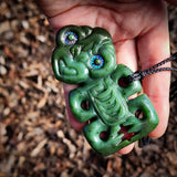 Natural Jade Hei Tiki Pendant Necklace (N1155)