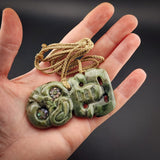 Natural Jade Side Hei Tiki Pendant Necklace (N2242)