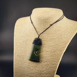 Natural Jade Side Koru Toki Pendant Necklace (N2251)