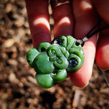 Natural Jade Small Tiki Pendant Necklace (N1154)
