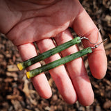 Natural Jade Cylinder Drop Hook Earrings (N1133)