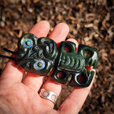 Natural Jade Hei Tiki Pendant Necklace (N1153)