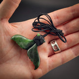 Natural Jade Whale Tail Pendant Necklace (N2254)