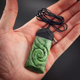 Natural Jade Etched Toki Pendant Necklace (N2165)