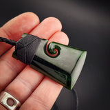 Natural Jade Side Koru Toki Pendant Necklace (N2219)