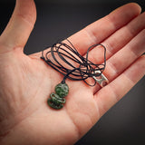 Natural Jade Tiny Tiki Pendant Necklace (N2283)
