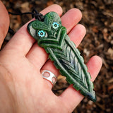 Natural Jade Tiki Niho Pendant Necklace (N1122)