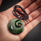 Natural Jade Round Koru Pendant Necklace (N2217)