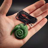 Natural Jade Kiwi Koru Pendant Necklace (N2303)