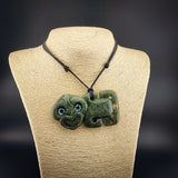 Natural Jade Side Hei Tiki Pendant Necklace (N2267)