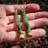 Natural Jade Cylinder Drop Hook Earrings (N1133)