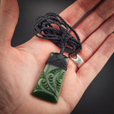 Natural Jade Etched Toki Pendant Necklace (N2203)