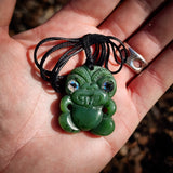 Natural Jade Small Tiki Pendant Necklace (N1154)