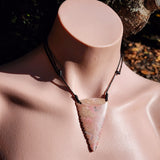 NZ Rhodonite / Pink Pounamu Niho Tooth Pendant Necklace (N671)