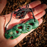 Natural Nephrite Jade Manaia Breastplate Pendant Necklace (N1061)