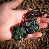 Natural Jade Hei Tiki Pendant Necklace (N1153)