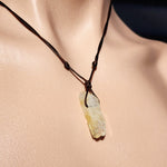 Natural Raw Citrine Point Pendant Necklace on Sliding Knot Cord (116A5)