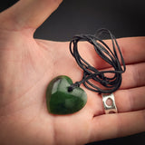 Natural Jade Heart Pendant Necklace (N2181)