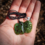 Natural Jade Hei Tiki Pendant Necklace (N2184)