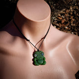 Natural Jade Small Tiki Pendant Necklace (N1154)