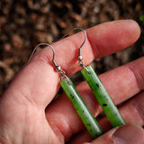 Natural Jade Cylinder Drop Hook Earrings (N1133)