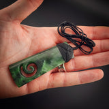 Natural Jade Koru Toki Pendant Necklace (N2166)