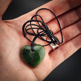 Natural Jade Heart Pendant Necklace (N2175)
