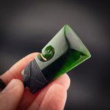 Natural Jade Side Koru Toki Pendant Necklace (N2219)